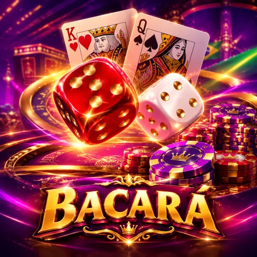 Capa de bac bo ao vivo com dados em mesa iluminada